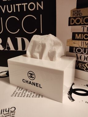 White Logo Tissue Box Cover